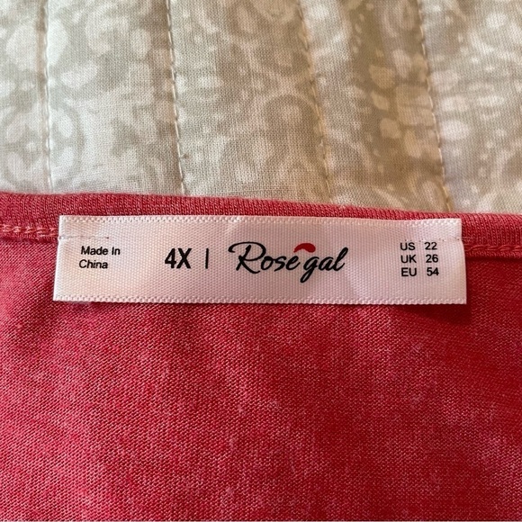 Rosegal Coral Pink Black & White Floral Button Dress Plus Size 4X 22 - Picture 6 of 9